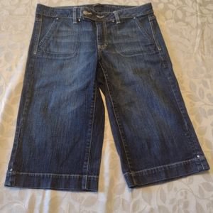 Noir Women's Blue Denim Cropped Shorts Rhinestone Details Pockets Retro